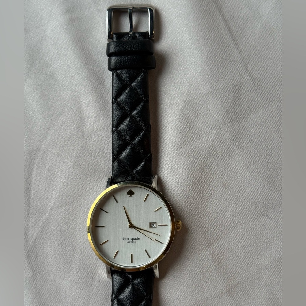 Kate Spade Black Quilted Leather Strap Watch - Picture 5 of 8